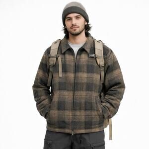 Vintage Woolrich Mens Wool Jacket Size XL Brown Plaid Full Zip Gorpcore Western